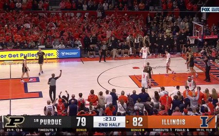 Kasparas Jakučionis drills a stepback 3-pointer, helping Illinois defeat No. 18 Purdue