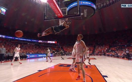 Myles Colvin finishes half-court alley-oop, extending Purdue's lead vs. Illinois